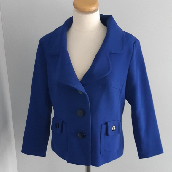 Chapter One Womens Coat Sz 12 Cobalt Blue Lined long sleeves - Picture 1 of 12